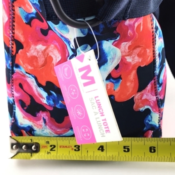 NWT MyTagalongs Neoprene Lunch Tote Crossbody Bag Absract Floral Zipper Closure - Picture 9 of 10